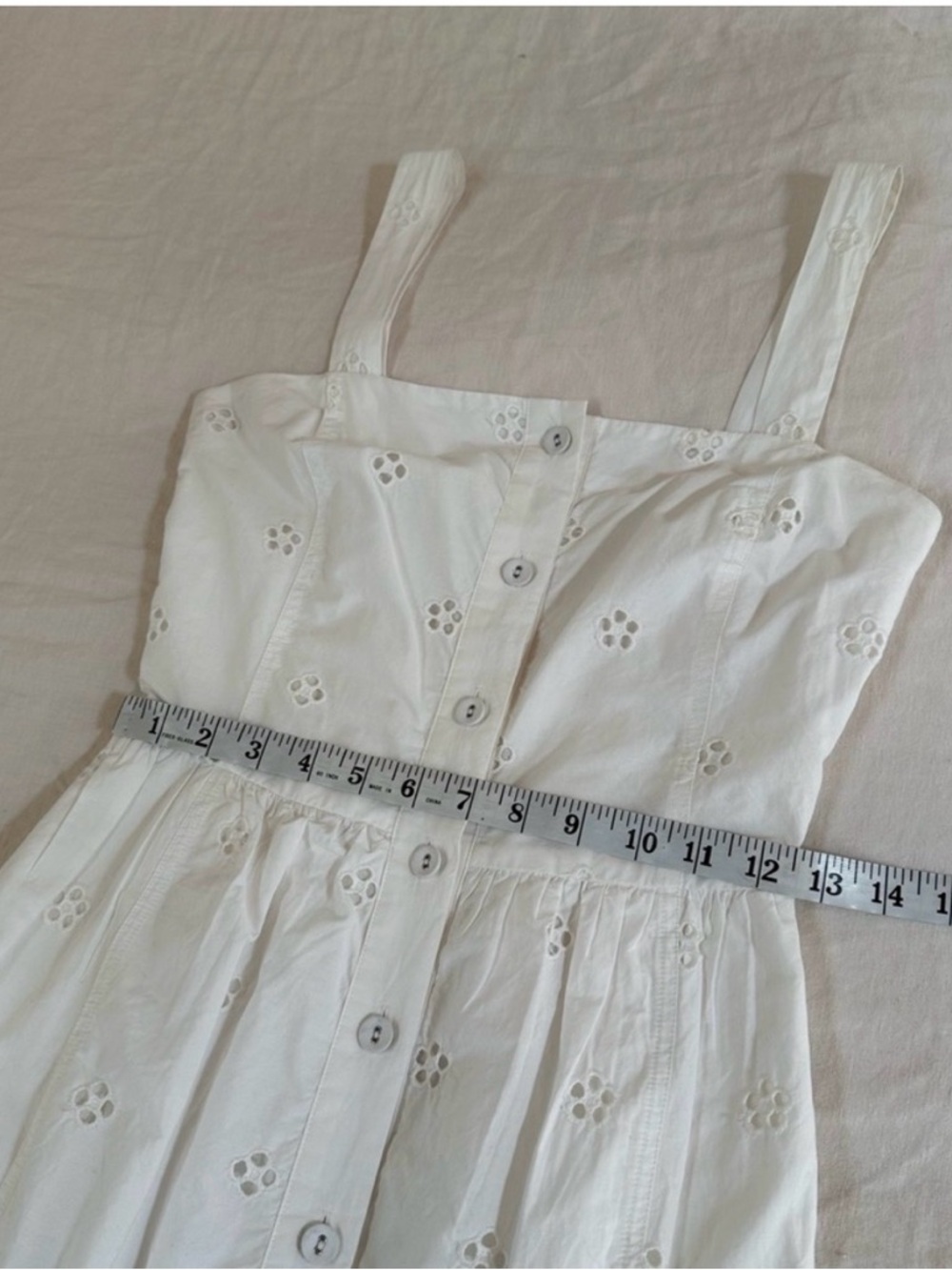 SEA NY White Eyelet Button-Front Sundress Size 0 - Picture 8 of 9
